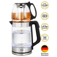 Elektrischer Tee- & Wasserkocher aus Glas (1,8 L...