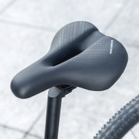 Rockbros MTB-Fahrradsattel ergonomischer Fahrradsitz aus Leder  - Schwarz-Blau