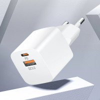 Wozinsky 20W USB-C / USB-A Wandladegerät - Weiß Schnelladegerät PD, QC 3.0