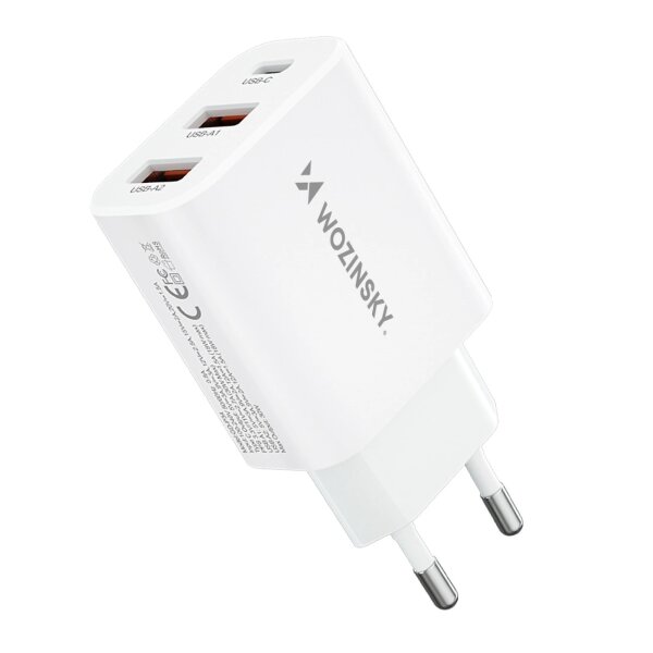 Wozinsky Schnellladegerät 30W USB-C / 2 x USB-A Wandladegerät - Weiß 100-240 V