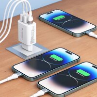 Wozinsky Schnellladegerät 30W USB-C / 2 x USB-A Wandladegerät - Weiß 100-240 V