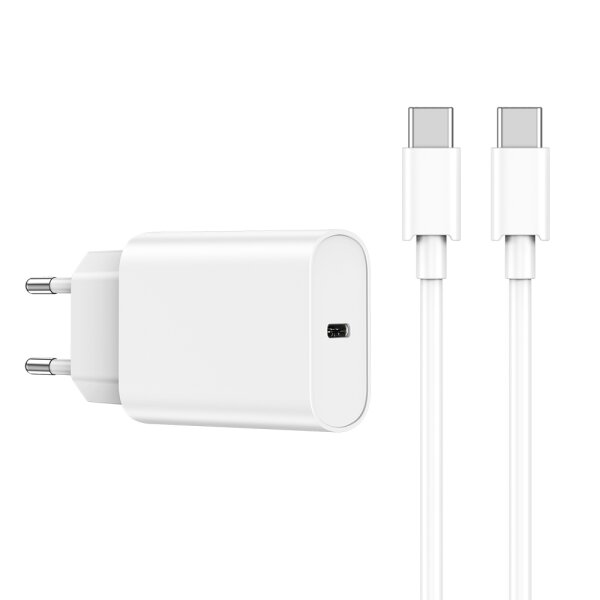 WIWU Wandladegerät Wi-U001 PD 20W 1x USB-C weiß + Kabel USB-C - USB-C - Akkuladegerät Kabel inkl.