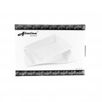 2 Teiliges Set Servierteller aus Porzellan Eckiges Teller in Weiß Wave Style