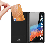 Hülle mit Klappe und Kartenfach kompatibel mit Samsung Galaxy Xcover 7 - Schwarz