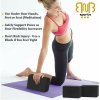 2er Pack Premium Yoga Blöcke Stabile Sportmatte, rutschfest für Pilates elastisch Bodybuilding & Fitness elastisch, Meditation Eva Schaumstoffblock schwarz