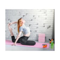 2er Pack Premium Yoga Blöcke Stabile Sportmatte, rutschfest für Pilates elastisch Bodybuilding & Fitness elastisch rosa