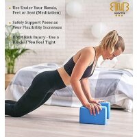 2er Pack Premium Yoga Blöcke Stabile Sportmatte, rutschfest für Pilates elastisch Bodybuilding & Fitness elastisch, Meditation Eva Schaumstoffblock blau