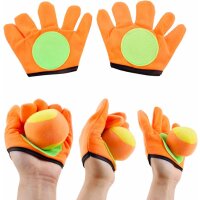 2er-Pack Selbstklebende Handschuhe, Zielweste und Wurfbälle mit Zwei Bumerang-Fliegeringen - Innen- und Außen -Spiel für Kinder und Erwachsene