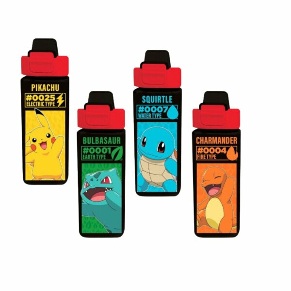 Pokémon Wasserflasche Quadratisch Trinkflasche Ideal für unterwegs, perfekt für Schule und Freizeit