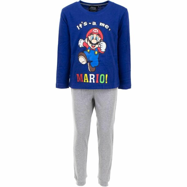 Super Mario Schlafset Pyjama Weicher Kinderschlafanzug aus Baumwolle