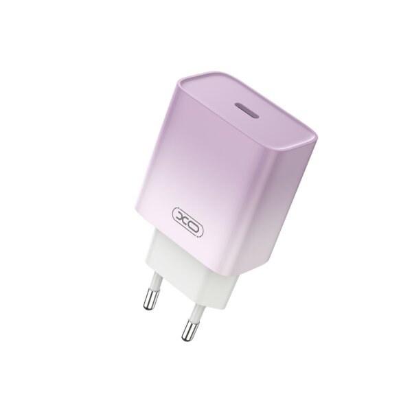 XO Wandladegerät CE18 PD 30W 1x USB-C lila-weiß + Kabel USB-C - USB-C