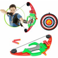 Bogen und Pfeil Bogenschießen Set, Zielbrett und Schaumstoffpfeile mit Saugnapf-Tolles Indoor und Outdoor Zielspiel Üben Schießspiel für Kinder Jungen Mädchen, Orange