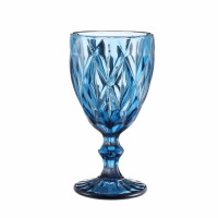 6 Teiliges Set aus Glas Weingläser Trinkgläser in Blau Wassergläser