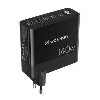 GaN-Wandladegerät 3 x USB-C / 2 x USB-A – Schwarz 140W Schnellladegerät