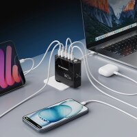 GaN-Wandladegerät 3 x USB-C / 2 x USB-A – Schwarz 140W Schnellladegerät