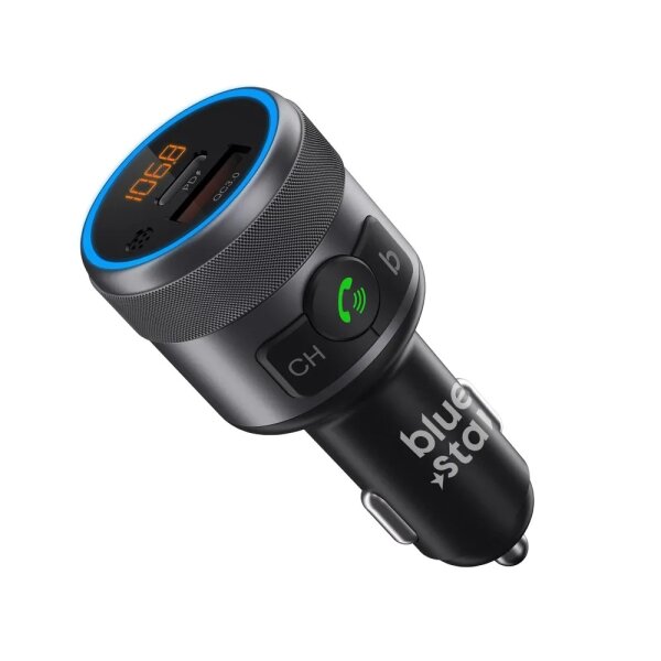 Bluestar Transmitter FM mit Audladefunktion in Grau QC3.0 PD 42W LED Bluetooth