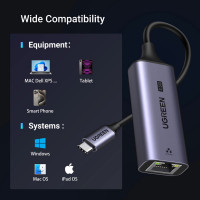 Adapter - CM648 USB-C-auf-RJ45-Ethernet-2,5G-Adapter - Grau