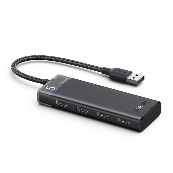 Adapter - HUB - CM653 HUB mit 4 USB-A-Anschlüssen und USB-A-Stromkabel – Schwarz