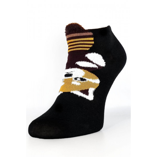Kurze Socken für Damen aus Baumwollmischung mit Pandamuster in Schwarz