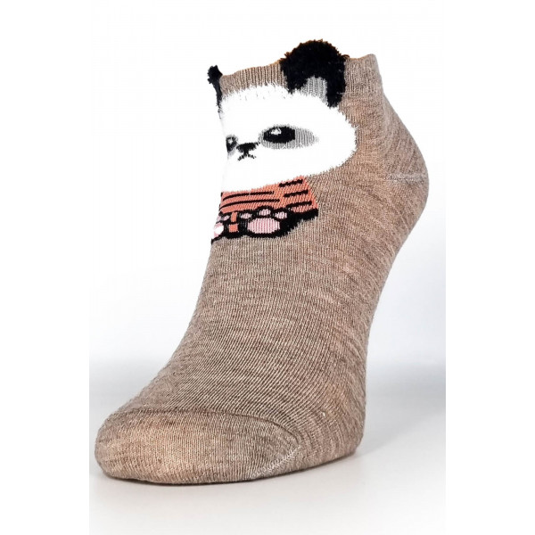 Socken für Damen mit Pandamuster aus Baumwollmischung in Beige kurz Damensocken