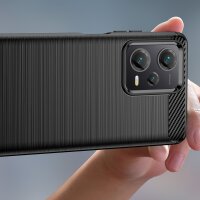 Carbon Case Hülle kompatibel mit Xiaomi Redmi Note 13 4G flexible Silikon-Carbon-Hülle schwarz