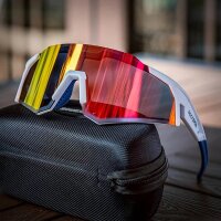 Polarisierende Fahrradbrille – weiß - Sport-Fahrradbrille mit Etui und Zubehör