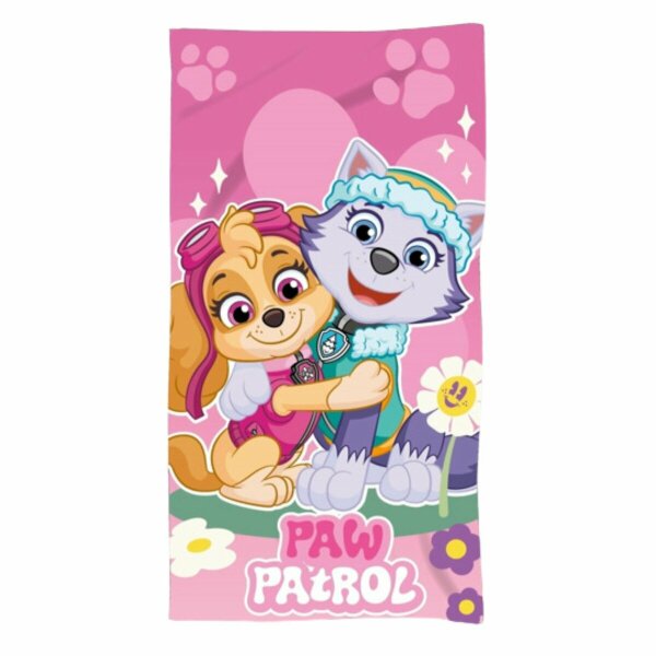 Paw Patrol Strandtuch in Rosa für Kinder aus Microfraser, 70cm x 140cm