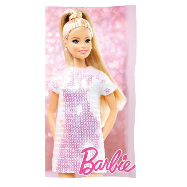 Barbie Großes Kinderhandtuch aus Baumwolle, 70cm x 140cm, Ideal für den Strand