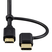 Hama 2in1 Micro-USB-Kabel mit USB Type-C-Adapter, 1 m, Schwarz