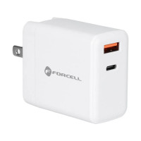 Reiseladegerät FORCELL 3in1 mit USB-C- und USB-A-Buchsen - 3A 45W mit PD- und QC 4.0-Funktion mit austauschbaren Steckern