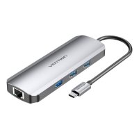 USB-C Dockingstation auf HDMI - Anschlüsse 3x USB3.0, SD, TF - PD 0,15m (grau)