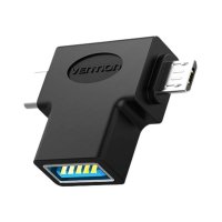 USB-Adapter - USB 3.0 auf USB-C und Micro USB - Schwarz