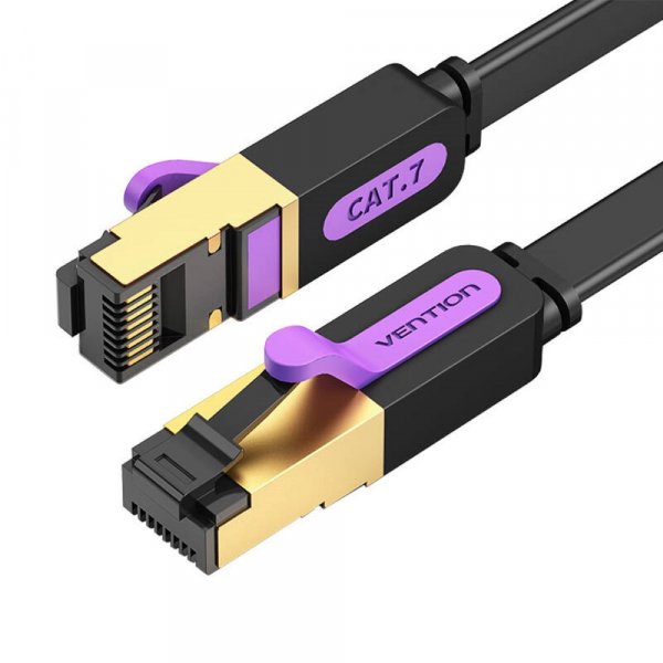 Flaches Netzwerkkabel - Ethernet-Kabel 15 m Schwarz - von bis zu 10 Gbit/s Übertragungsgeschwindigkeit