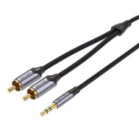 Audio-Kabel 8 m Grau - Kabel 2xCinch auf 3,5mm mit einem...