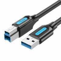 USB 3.0 A auf B Druckkabel - Adapter-Kabel 2A 1m Schwarz PVC