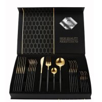 Besteckset Gold 6 Personen 24-tlg Edelstahl Essbesteck Besteck Set Geschenkbox