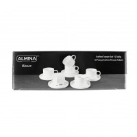 Elegante Kaffeetassen-Set mit Untertasse in Weiß aus Porzellan 220 ml 12-teilig