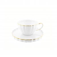 Elegante Kaffeetassen-Set mit Goldumrandung 200 ml in Weiß aus Porzellan