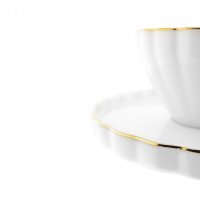 Elegante Kaffeetassen-Set mit Goldumrandung 200 ml in Weiß aus Porzellan