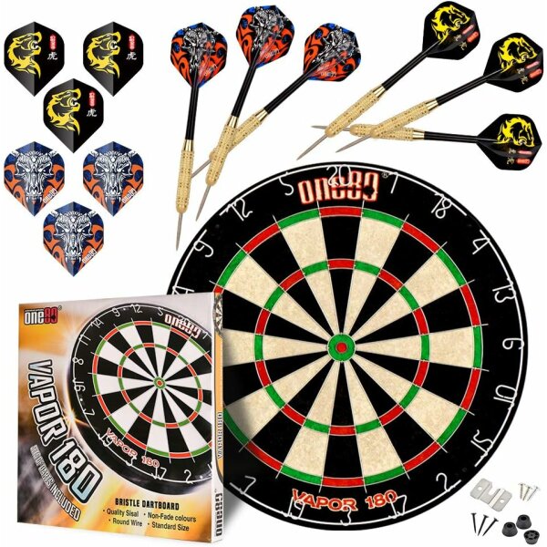 Professional perfection Dartscheibe mit Pfeilen, Profi Steeldartscheibe aus Sisal, Dartscheibe Steeldart Dartscheibe Set mit 6/12 Dartpfeilen Metallspitze (Profi Steeldartscheibe aus Sisal-Set)