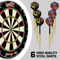 Professional perfection Dartscheibe mit Pfeilen, Profi Steeldartscheibe aus Sisal, Dartscheibe Steeldart Dartscheibe Set mit 6/12 Dartpfeilen Metallspitze (Profi Steeldartscheibe aus Sisal-Set)