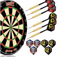 Professional perfection Dartscheibe mit Pfeilen, Profi Steeldartscheibe aus Sisal, Dartscheibe Steeldart Dartscheibe Set mit 6/12 Dartpfeilen Metallspitze (Profi Steeldartscheibe aus Sisal-Set)