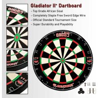 Dartscheibe Steeldart, Profi mit 6 Dartpfeile Metallspitze, Schutzring Eva Dartboard Surround, hauchdünner Stahlspinne, 45cm Durchmesser x 3.8 cm, Schwarz