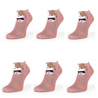 Damensocken aus Baumwollmischung mit Katzenmuster in Pink...