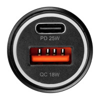 25W Autoladegerät (PD, QC 3.0, AFC, PPS) mit USB-C-Anschluss Schnellladegerät