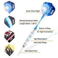 Professionelles Dart-Set mit Stahlspitze und zusätzlichen Flights und Schäften, 12er-Pack