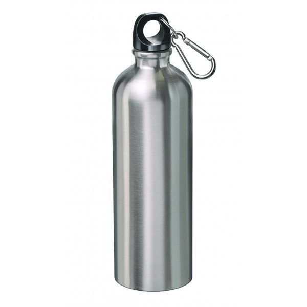 Sportflasche Trinkflasche mattierter Edelstahl auslaufsicherer Verschluss 0,75L Ø 7cm, Höhe 24,5cm