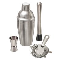 Premium Cocktail-Set aus mattiertem Edelstahl: Shaker,...