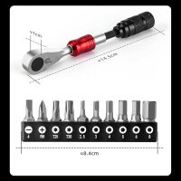 Fahrradreparaturset - Schwarz, 2x Reifenheber, 10x Bits, Metallgriff, Rassel