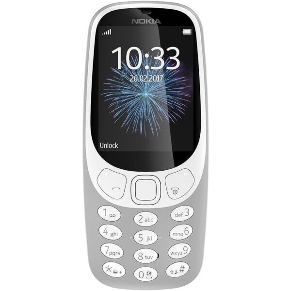 Nokia 3310 16GB Mobiltelefon (2,4 Zoll Farbdisplay, 2MP Kamera, Radio, MP3 Player, Dual Sim) grau